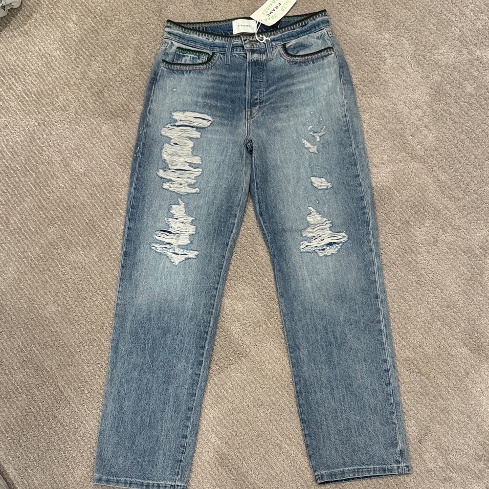 NWT Frame x Julia Sarr-Jamois Distressed Baggy Jeans 🔥 - Picture 2 of 9